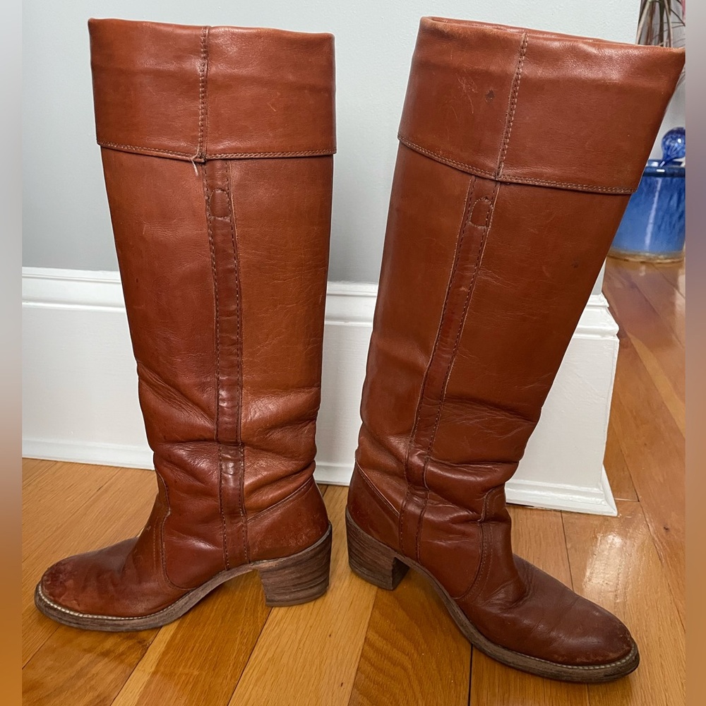 Vintage Frye Brown Leather Boots Sz 6.5 - Picture 7 of 9